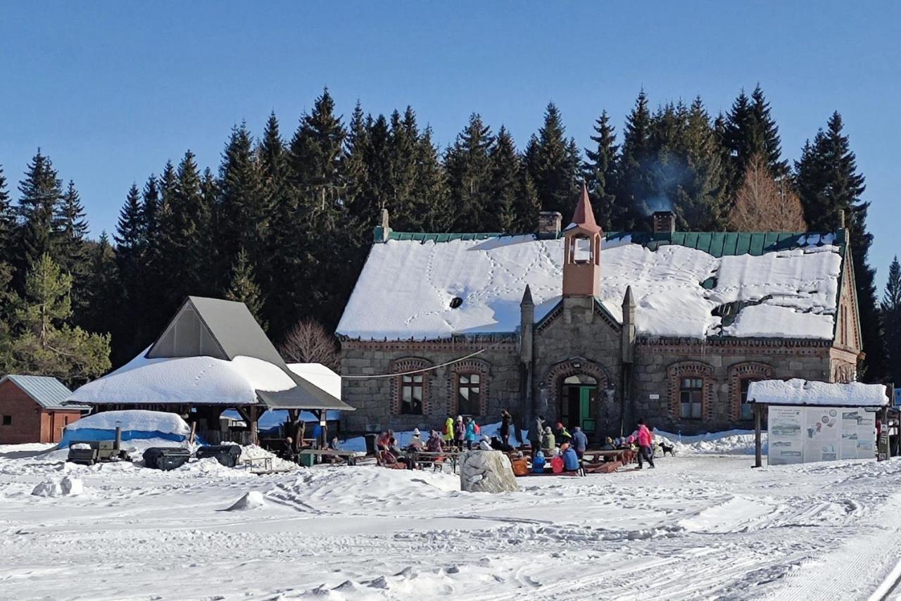 Enjoy Harrachov - Atraktivní klidný klimatizovaný apartmán 20 v centru Harrachova s wallboxem EV, herní konzolí, Ipad, Netflix, výhledem do zahrady a na romantický kostelík Exterior foto